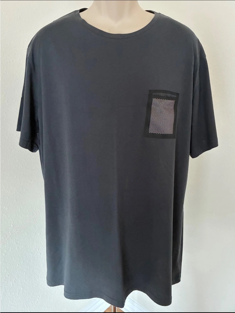 KARL LAGERFELD Mens Charcoal Neck Sleeves T-Shirt Top Short Sleeve Pocket Sx XXL